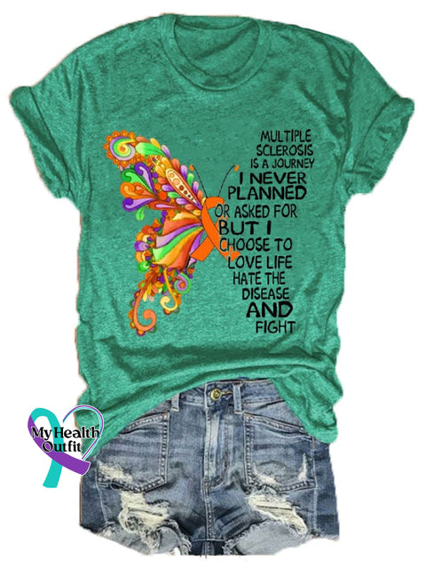 Women’s Multiple Sclerosis Awareness Butterfly Casual Tee Green / S