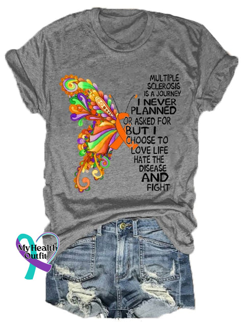 Women’s Multiple Sclerosis Awareness Butterfly Casual Tee Light Grey / S