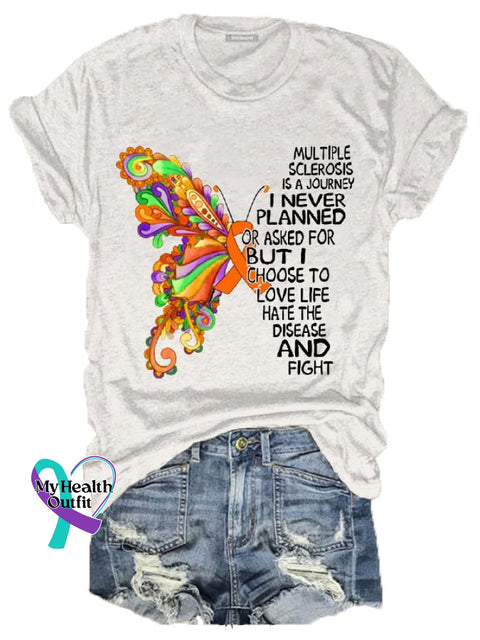 Women’s Multiple Sclerosis Awareness Butterfly Casual Tee White / S