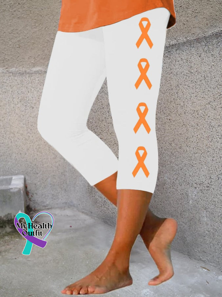 Women’s Multiple Sclerosis Awareness Cropped Leggings White / S