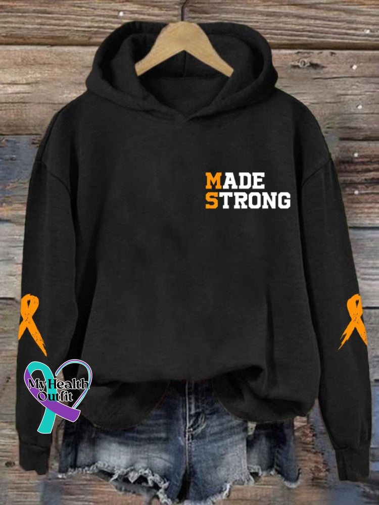 Women’s Multiple Sclerosis Awareness Made Strong Printed Casual Sweatshirt Black / S