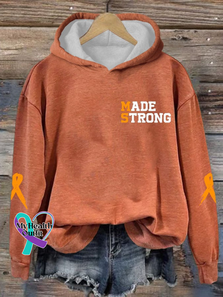 Women’s Multiple Sclerosis Awareness Made Strong Printed Casual Sweatshirt Orange / S