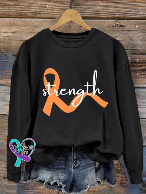 Women’s Multiple Sclerosis Awareness Orange Ribbon Printed Sweatshirt Black / S