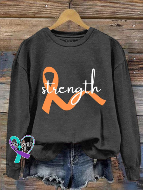 Women’s Multiple Sclerosis Awareness Orange Ribbon Printed Sweatshirt Dark Grey / S