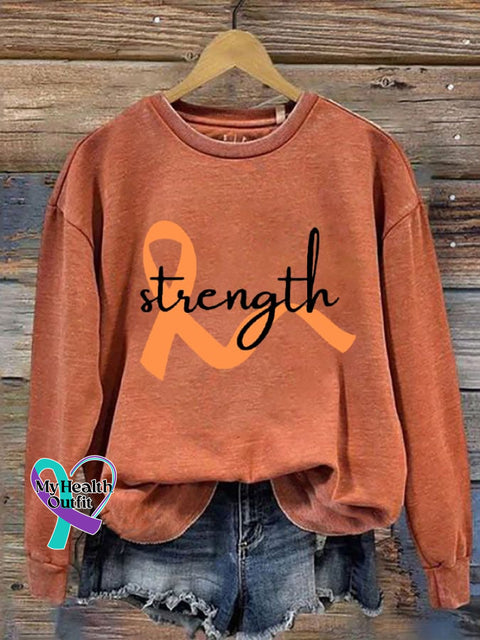 Women’s Multiple Sclerosis Awareness Orange Ribbon Printed Sweatshirt Pumpkin Orange / S