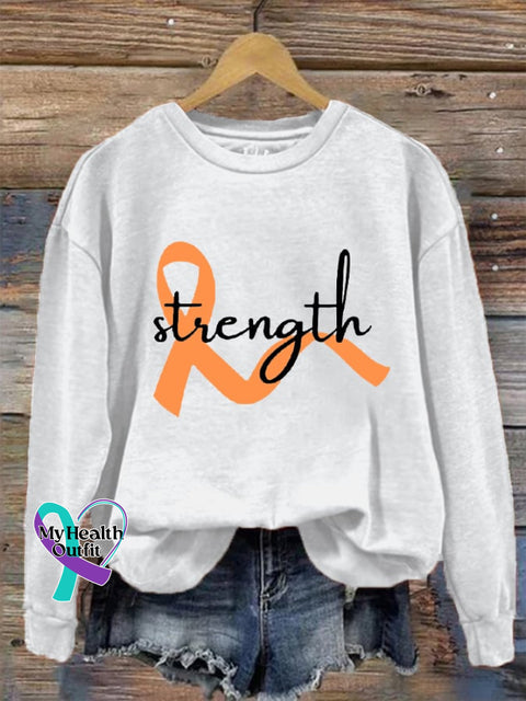 Women’s Multiple Sclerosis Awareness Orange Ribbon Printed Sweatshirt White / S