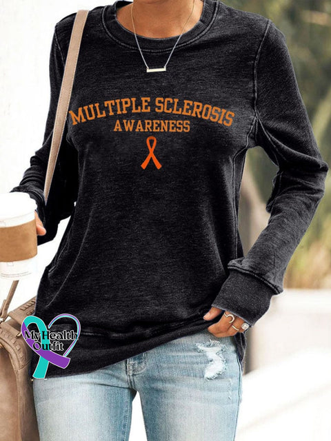 Women’s Multiple Sclerosis Awareness Print Sweatshirt Black / S