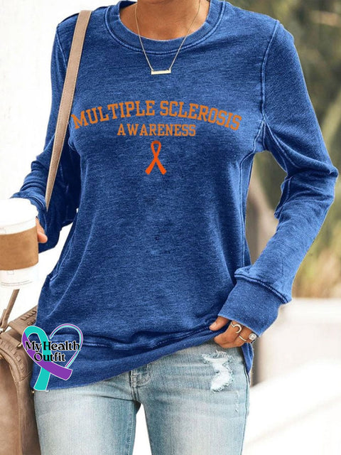 Women’s Multiple Sclerosis Awareness Print Sweatshirt Blue / S