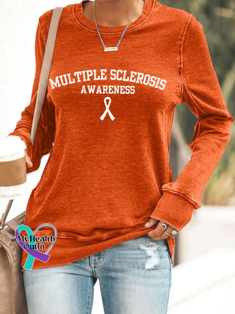 Women’s Multiple Sclerosis Awareness Print Sweatshirt Orange / S