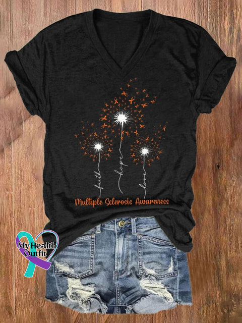 Women’s Multiple Sclerosis Awareness Print T-Shirt Black / S