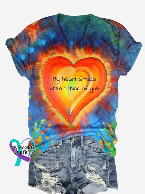 Women’s My Heart Smiles When I Think Of You Casual T-Shirt Multicolor / S