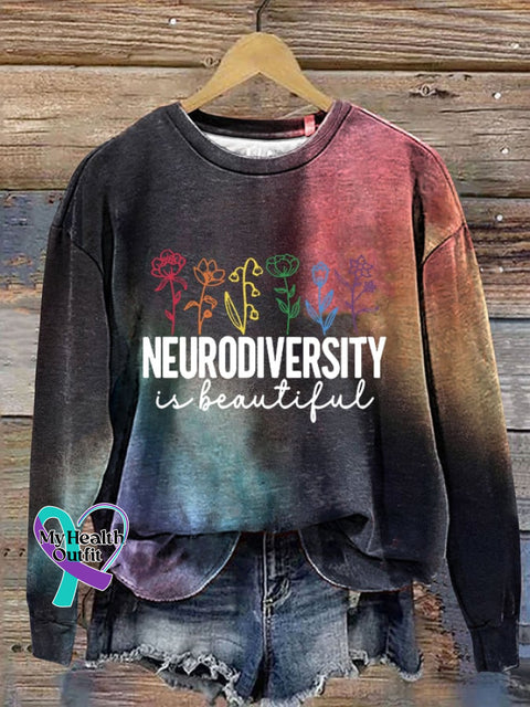 Women’s Neurodiversity Is Beautiful Mental Health Print Raglan Sleeve Sweatshirt Picture 1 / S