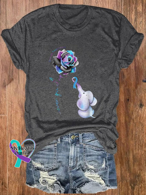 Women’s Never Give Up Mental Health Suicide Awareness Print T-Shirt Dark Grey / S