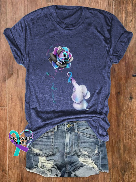 Women’s Never Give Up Mental Health Suicide Awareness Print T-Shirt Navy / S