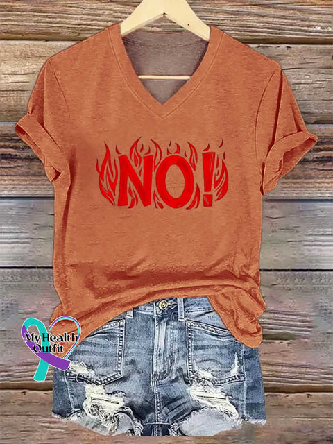 Women’s No V-neck Casual T-Shirt Orange / S