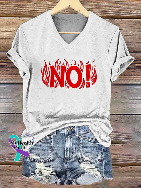 Women’s No V-neck Casual T-Shirt White / S