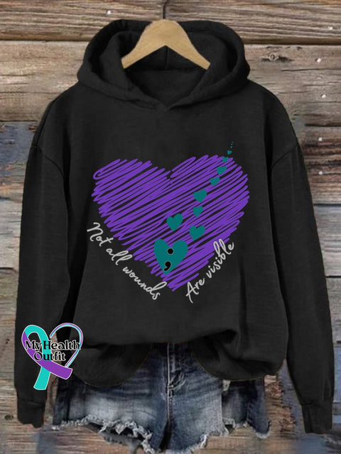 Women’s Not All Wounds Are Visible Print Casual Sweatshirt Black / S