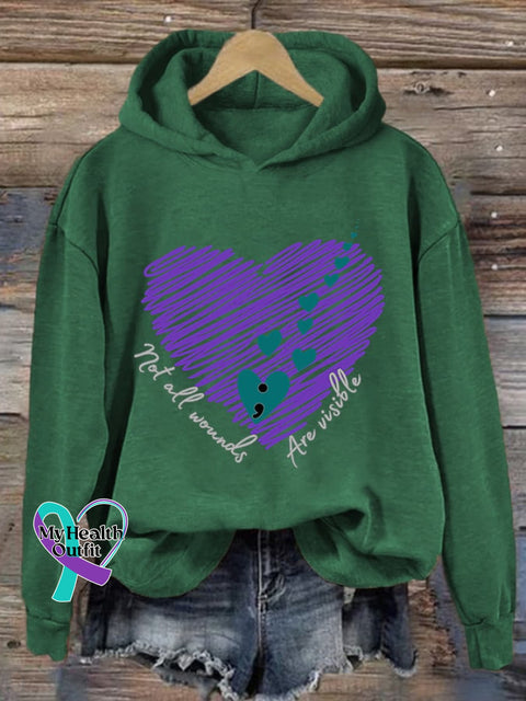 Women’s Not All Wounds Are Visible Print Casual Sweatshirt Green / S