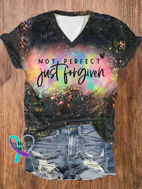 Women’s Not Perfect Just Forgiven Bleach Casual T-Shirt Black / S