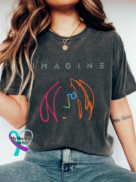 Women’s Old Hippies Print Casual T-Shirt Dark Grey / S