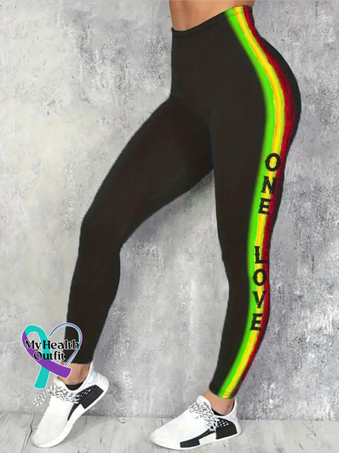 Women’s One Love Rainbow Lgbt Print Casual Stretch Pants Muilticolor / S