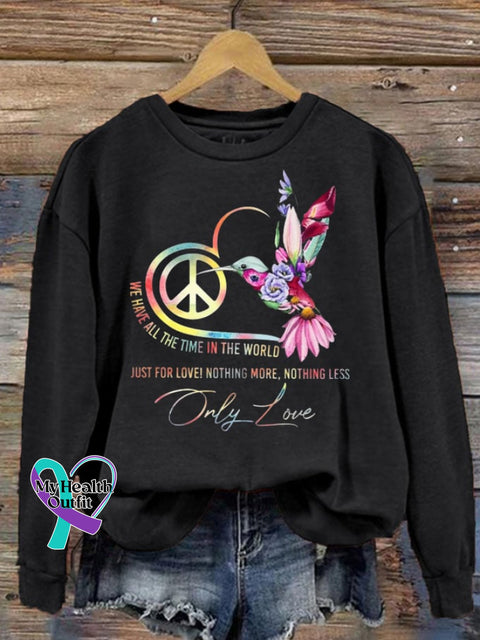 Women’s Only Love Hippie Print Sweatshirt Black / S