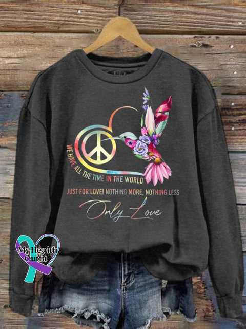 Women’s Only Love Hippie Print Sweatshirt Dark Grey / S