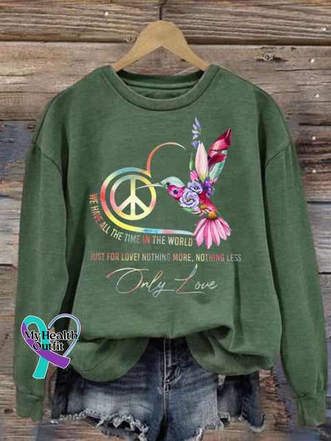 Women’s Only Love Hippie Print Sweatshirt Light Green / S