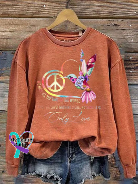 Women’s Only Love Hippie Print Sweatshirt Pumpkin Orange / S
