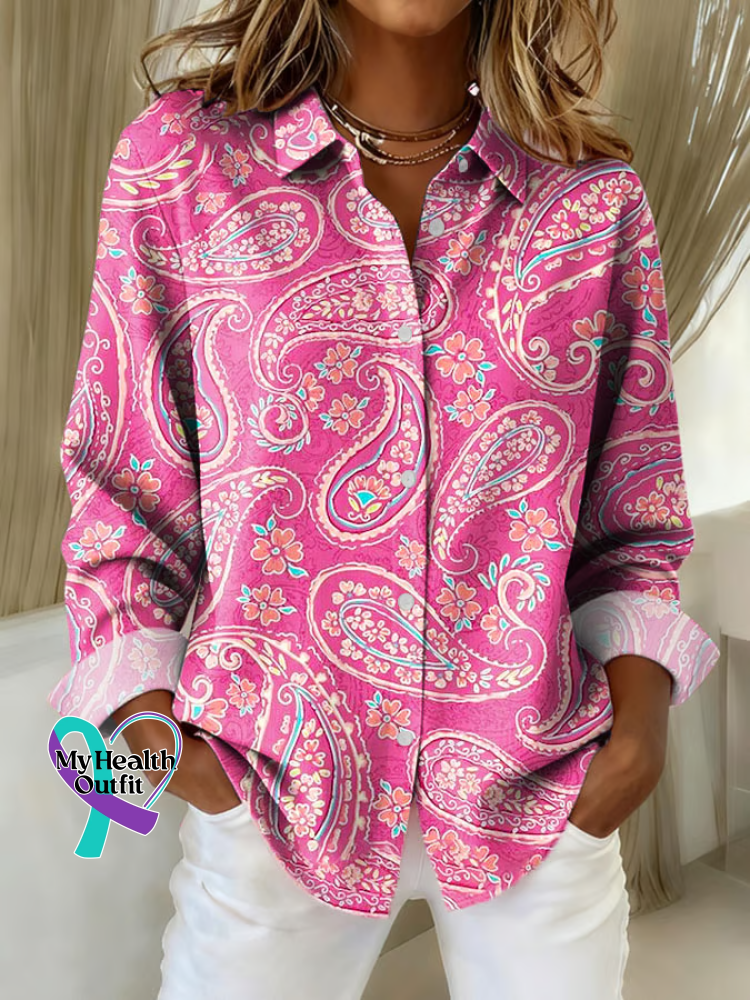 Women’s Paisley Print Casual Cotton Shirt Multicolor / S