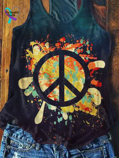 Women’s Peace And Love Art Print Tank Top