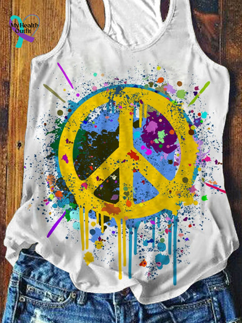 Women’s Peace And Love Art Print Tank Top