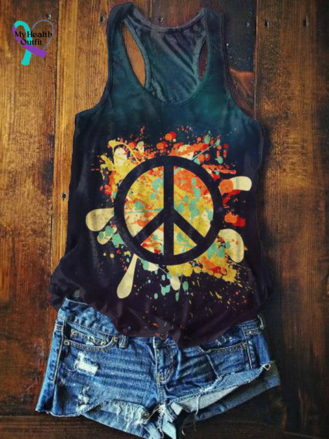 Women’s Peace And Love Art Print Tank Top Multicolor / S