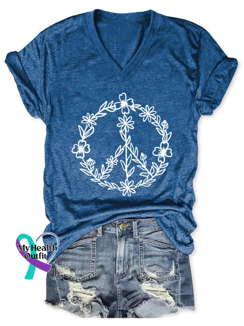 Women’s Peace Love Art Casual T-Shirt Blue / S
