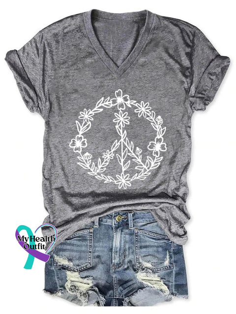 Women’s Peace Love Art Casual T-Shirt Grey / S