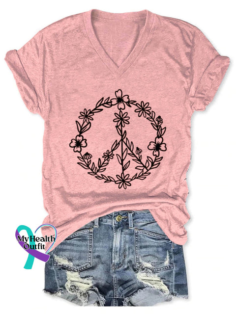 Women’s Peace Love Art Casual T-Shirt Pink / S