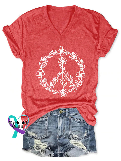 Women’s Peace Love Art Casual T-Shirt Red / S