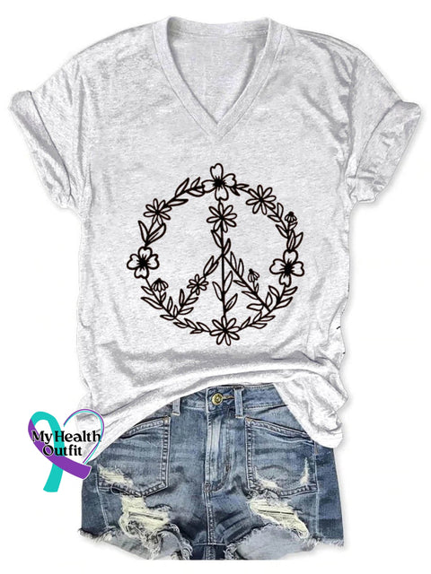 Women’s Peace Love Art Casual T-Shirt White / S