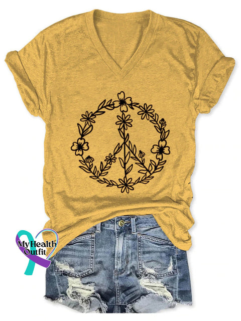 Women’s Peace Love Art Casual T-Shirt Yellow / S