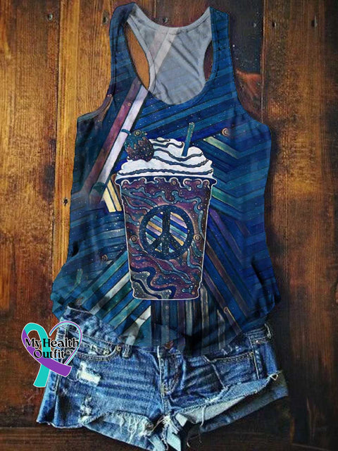Women’s Peace Sign Coffee Tank Top Multicolor / S