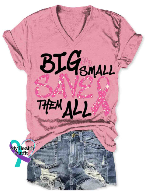 Women’s Pink Breast Cancer Awareness V neck Casual T Shirt Pink / S