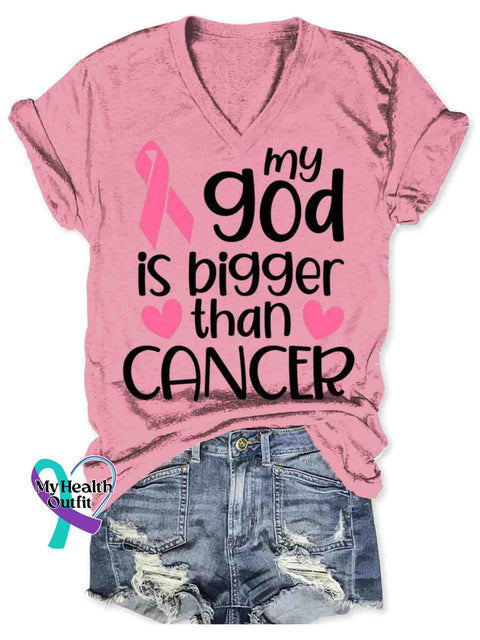 Women’s Pink Breast Cancer Awareness V neck Casual T Shirt Pink / S