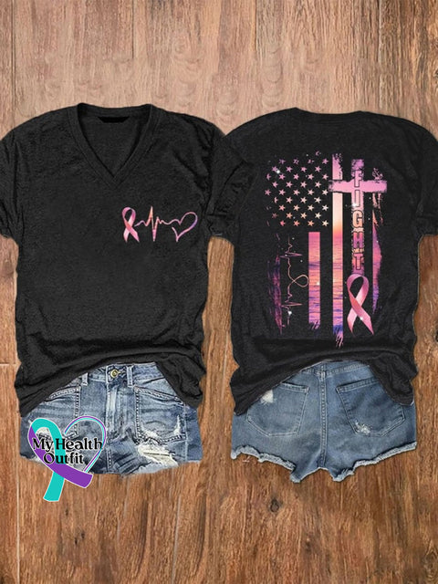 Women’s Pink October Breast Art Casual T-Shirt Black / S