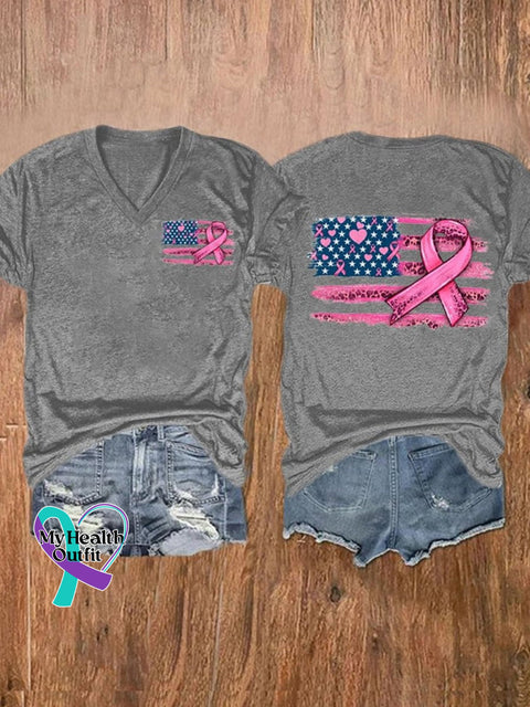 Women’s Pink October Breast Art Casual T-Shirt Gray / S