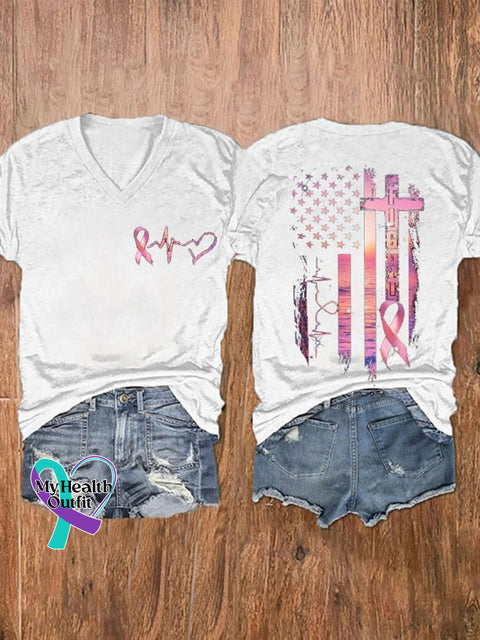 Women’s Pink October Breast Art Casual T-Shirt White / S