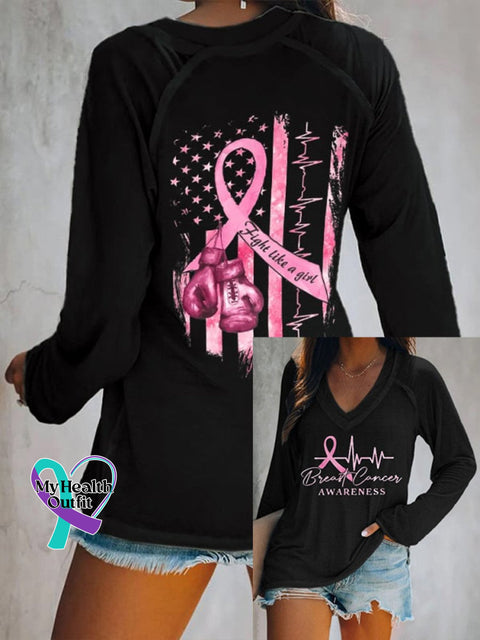 Women’s Pink October Breast Art Casual Top Black / S