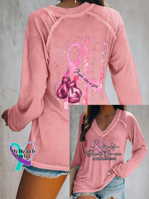 Women’s Pink October Breast Art Casual Top Pink / S