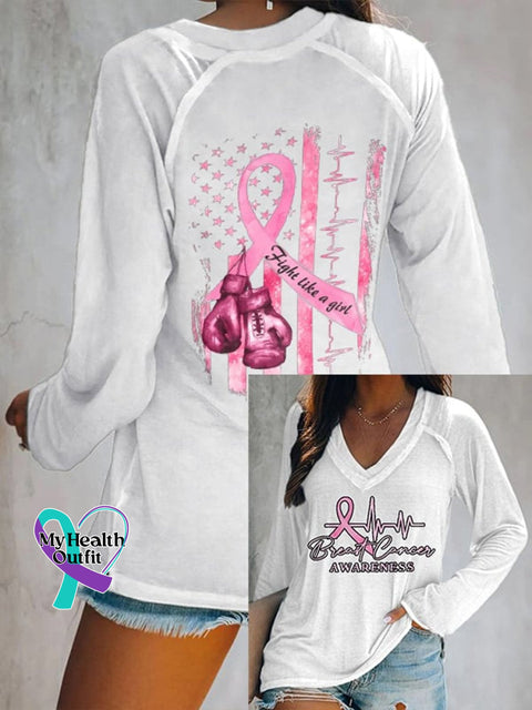 Women’s Pink October Breast Art Casual Top White / S