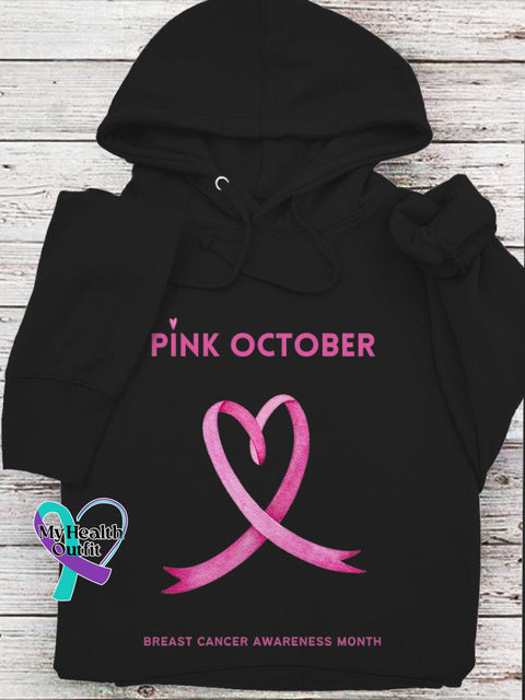 Women’s Pi̇nk October Breast Cancer Awareness Month Hooded Sweatshirt Black / S
