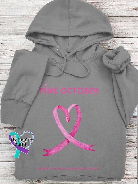 Women’s Pi̇nk October Breast Cancer Awareness Month Hooded Sweatshirt Grey / S